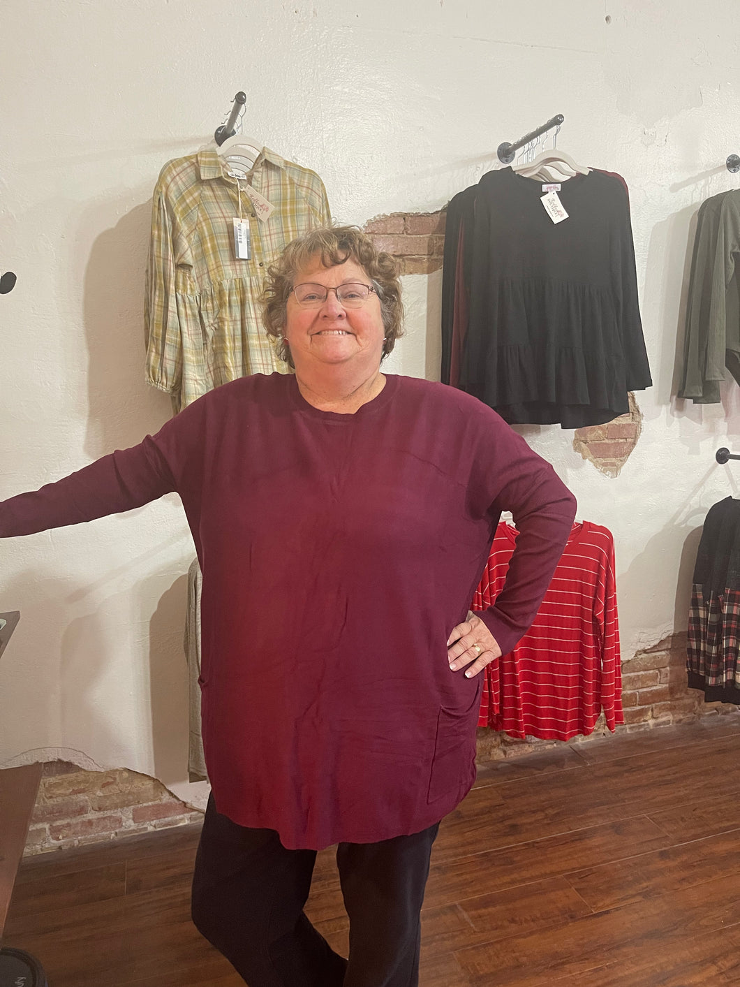 Plus size long sleeve top